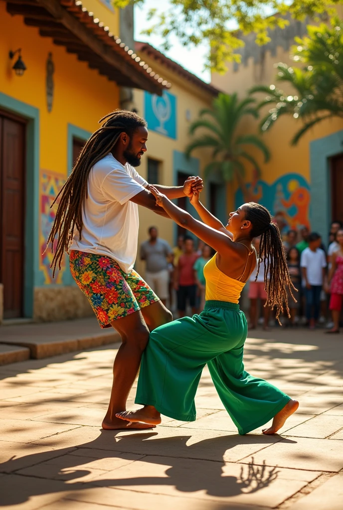 Two capoeiristas in an angola game