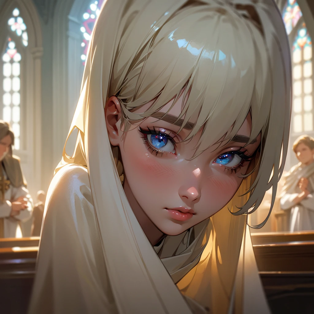 a teenage Christian boy, beautiful detailed eyes, beautiful detailed lips, extremely detailed eyes and face, long eyelashes, church, cross, praying, religious, warm lighting, soft focus, serene, peaceful, inspirational, cinematic, dramatic lighting, photorealistic, 8k, high quality, detailed
