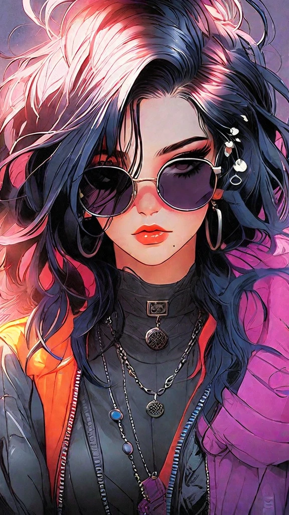 Anime girl smoking with black hair and sunglasses, Gvez Style Art, Stunning, detailed art style, Charlie Bowater Style, 1 7 year old anime goth girl, detailed manga style, Detailed Anime Character Art, The buds of art. High detail, striking manga artstyle