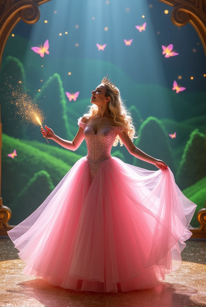 Do Glinda witch of oz, singing on a stage