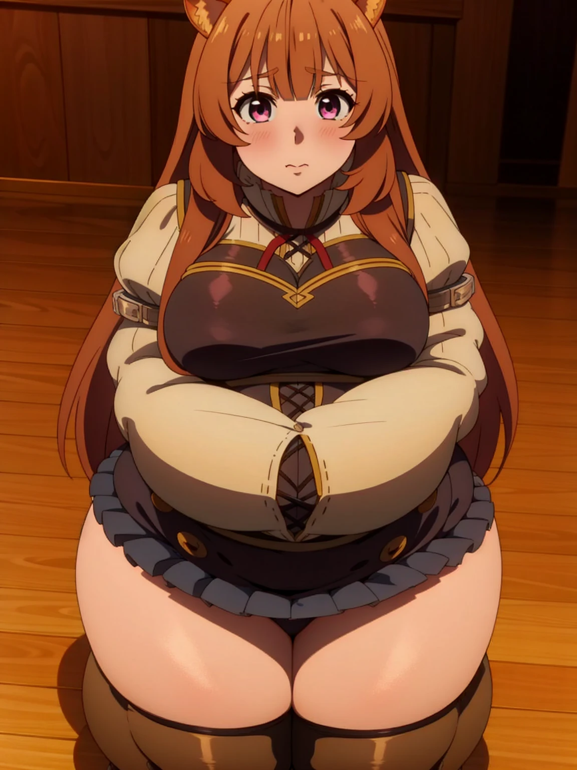 4K, detailed eyes,Fat Raphtalia, thick thighs, cute, 