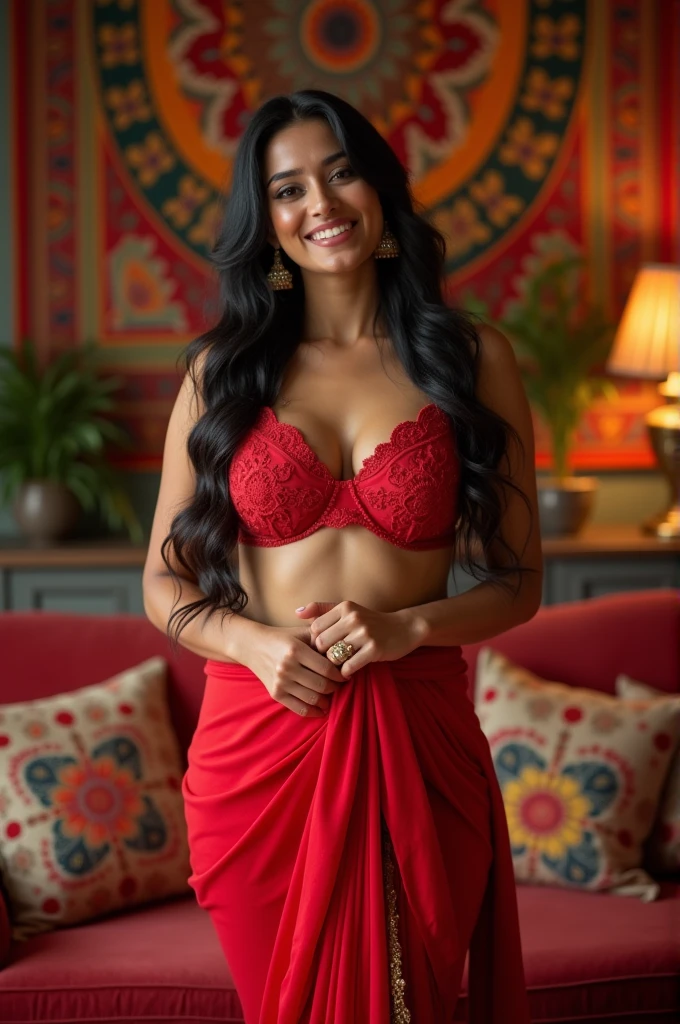 Hot Indian aunty in red bra