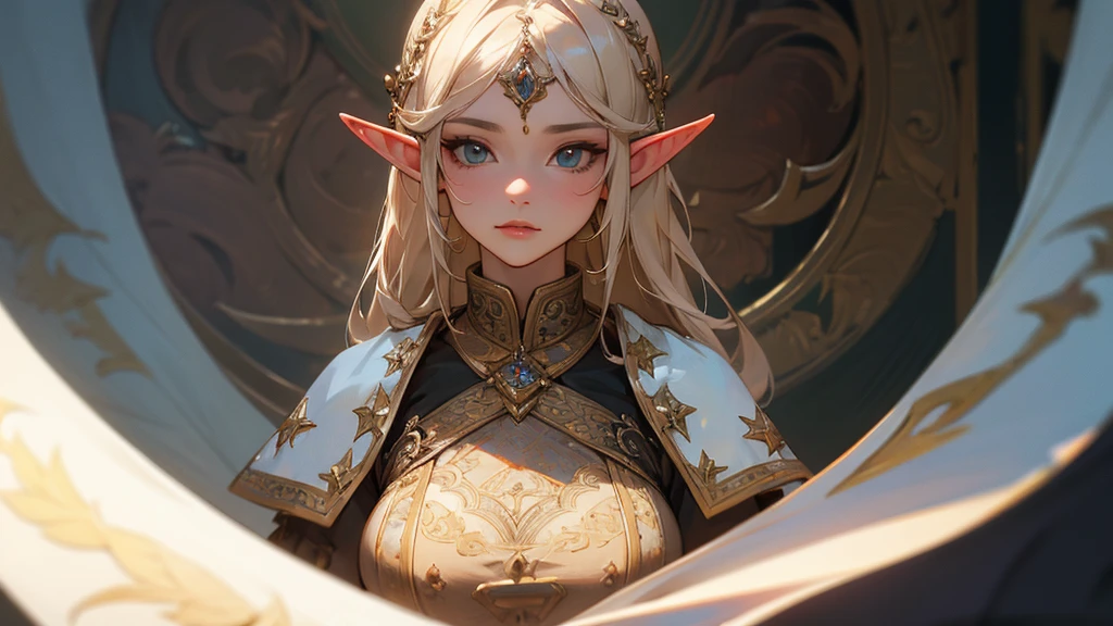 Highest quality, masterpiece, Detailed skin texture, Detailed cloth texture, Detailed face, Super Detail, 8k, Intricate details, One person, Detail Eyes, Big Tits, Elf