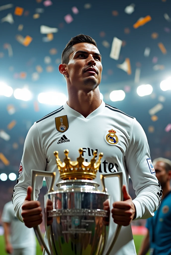 Cristiano Ronaldo with the UEFA Champions League with Real Madrid