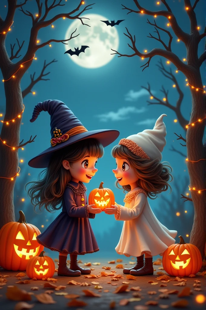 Create an image that depicts love and friendship but merges with Halloween.