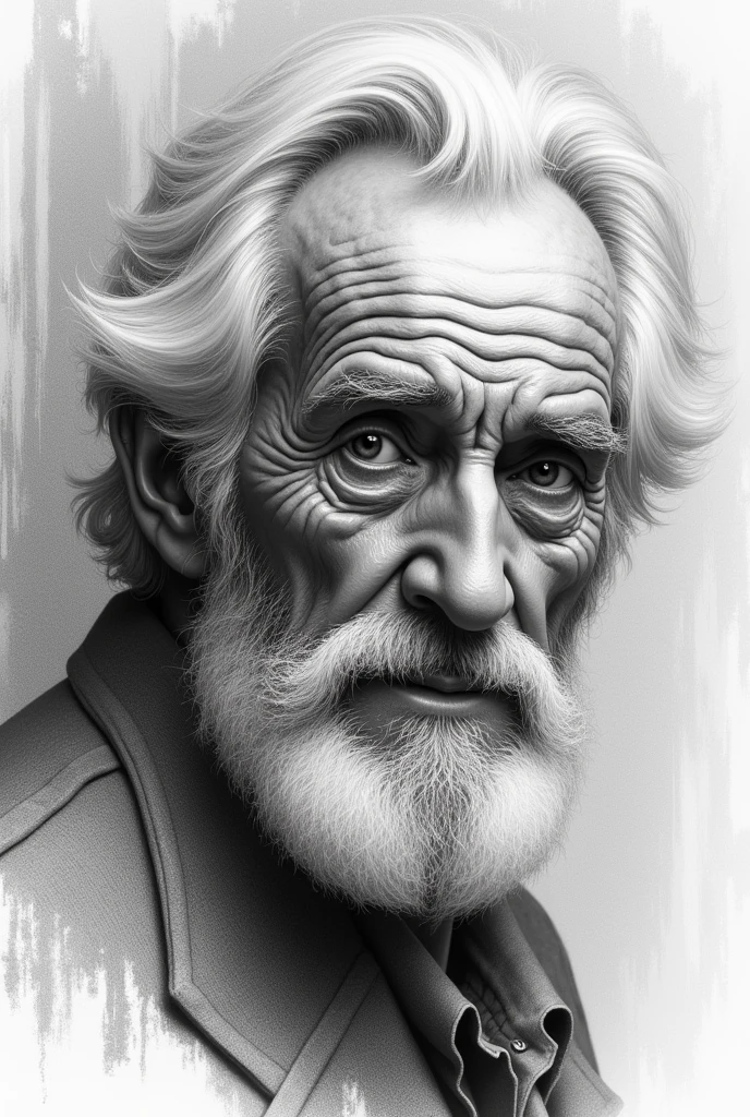complex detailed portait of a old man sketch drawing
