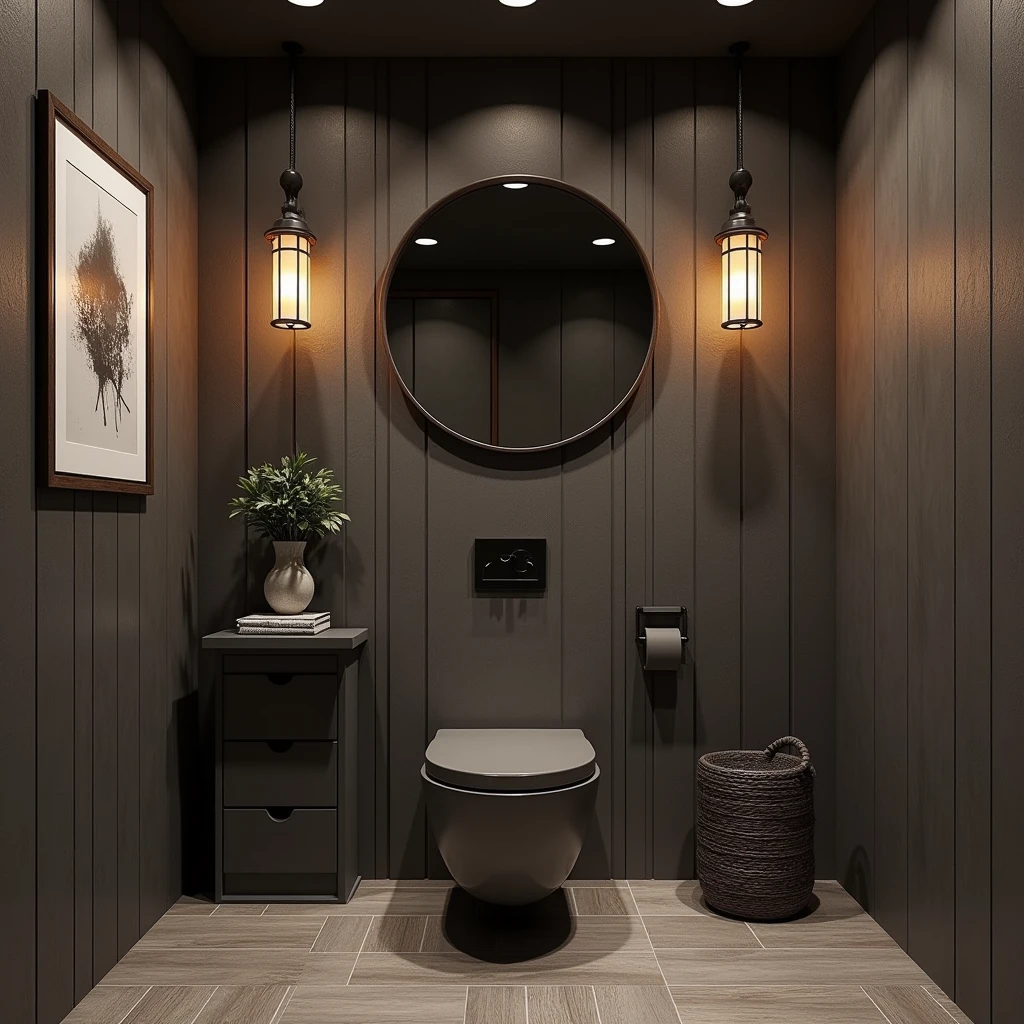 Create me a really awesome toilet and a bit of a Japanese look with darker colors Beautiful, The toilet is always like this