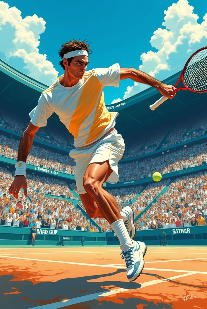 Roger Federer, Australian open, drop shot,Japanese anime style, master