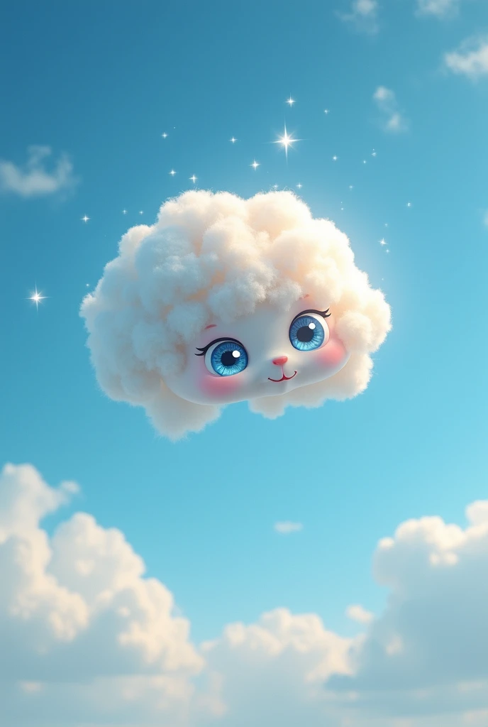 Cloud-shaped brain with eyes