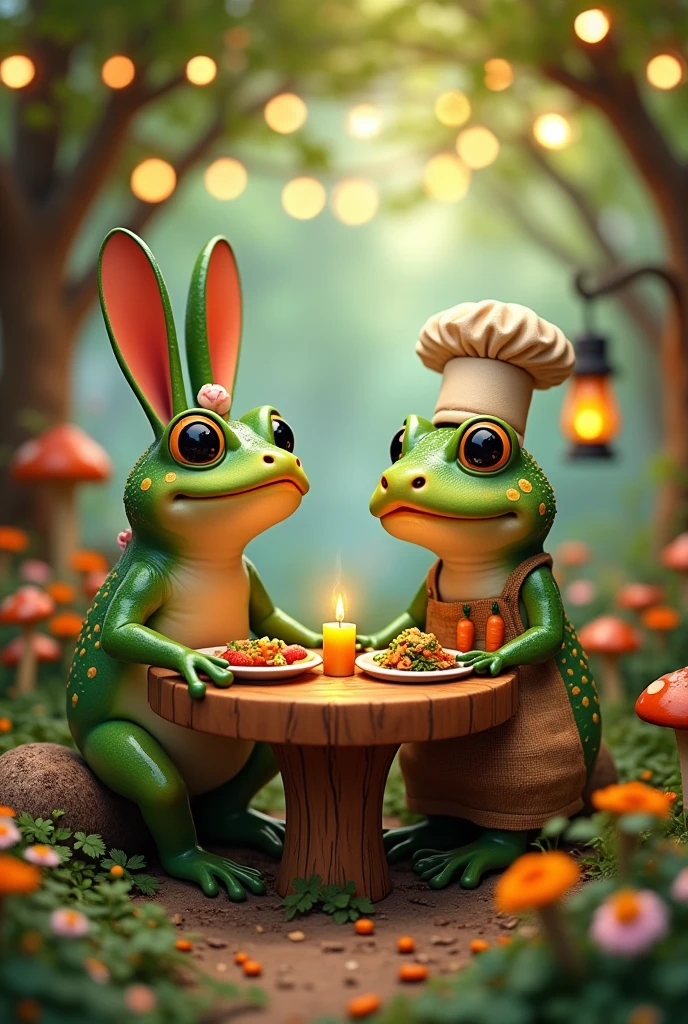 A frog and a rabbit opened a restaurant.