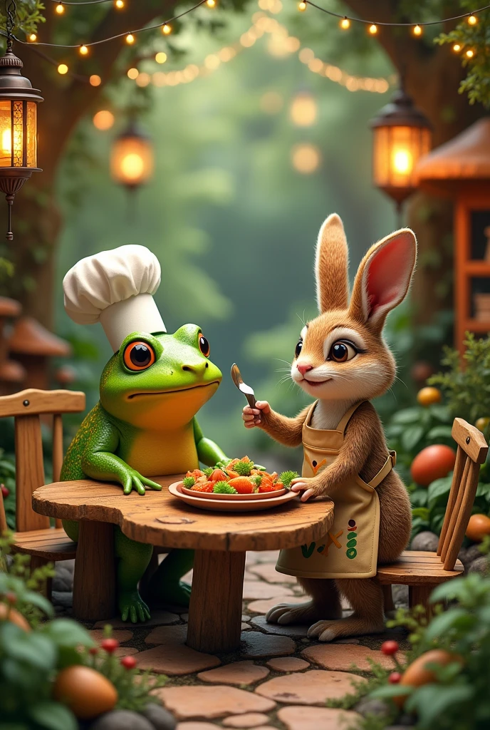 A frog and a rabbit opened a restaurant.