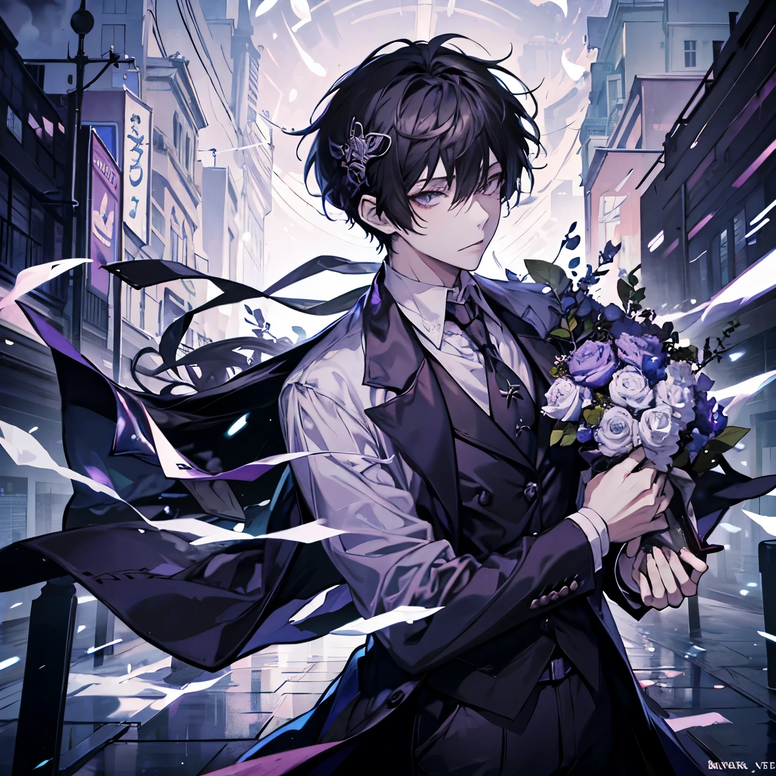 Handsome men in Bungo Stray Dogs, Handsome anime boy,bandage,baby face,Upper body close-up,