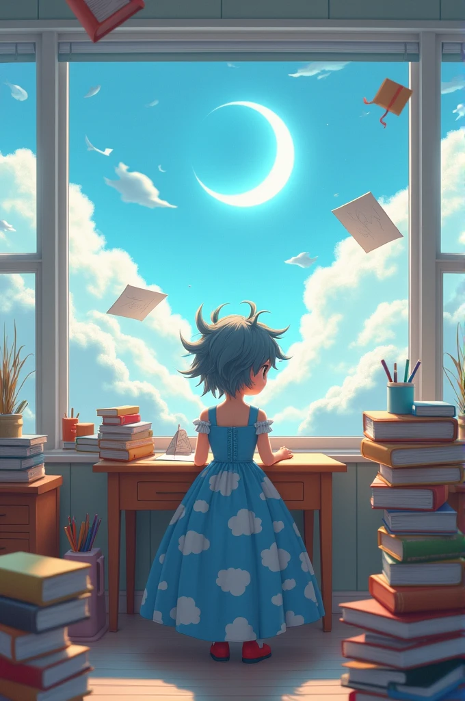 Gangester 11 student in classroom in sky clour dress