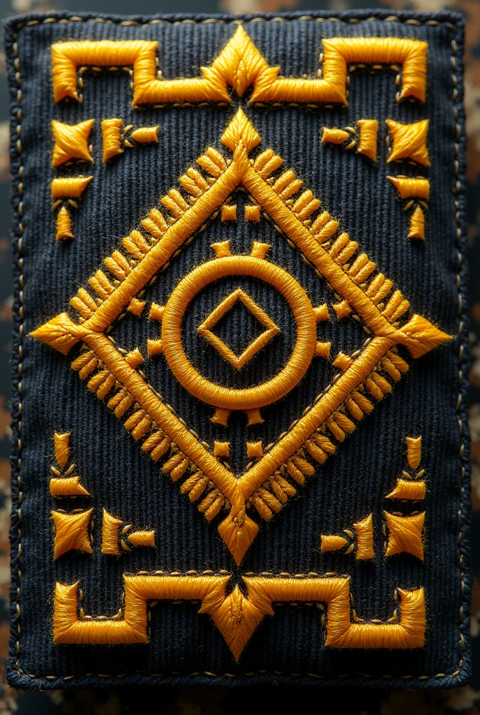 Military patch based on pre-Inca culture in yellow and black photorealistic