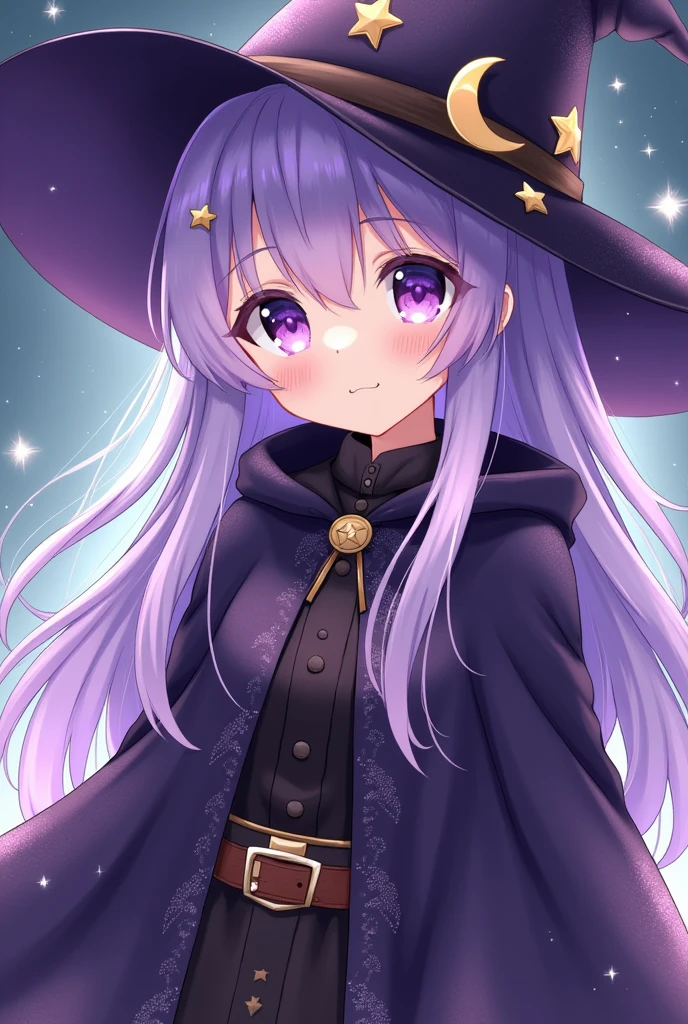 Anime girl, witch, purple, cute, no background, no chibi