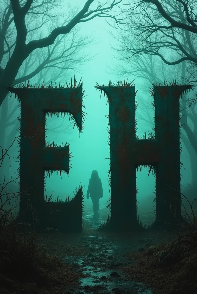 Letter E and H with a terrifying background