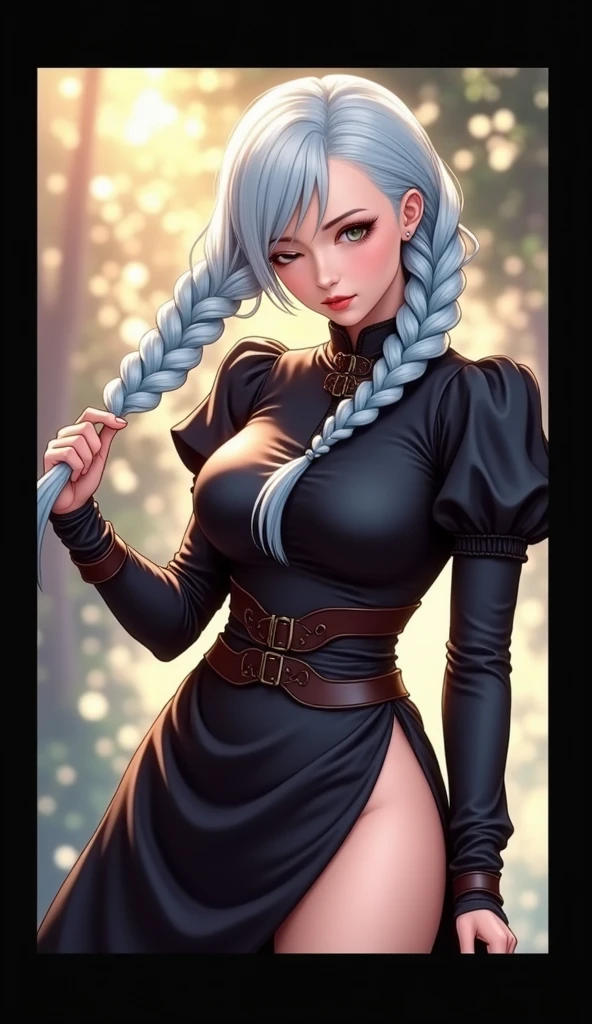 (((masterpiece,high resolution,best quality))), 1girl, solo,wine bottle,bare legs, large breasts, lying, on back, petals, looking at viewer, armpits, open mouth, solo, blush, wet clothes, heart, arms up, wet, bed sheet, origin, 1girl, red cape, boots, gloves, epaulettes, black corset, corset, black gloves, :d, black skirt, Pirotess, (yellow eyes), white hair, silver hair, very long hair, straight hair, solo, adult woman, tall, slightly muscular, large breasted, cleavage, constricted waist, Toned body, slight abs, thin dark skin, pointy ears, lipstick, makeup, black eyeshadow, circlet, white short dress, jewelry, bracelet, white gloves, thigh boots