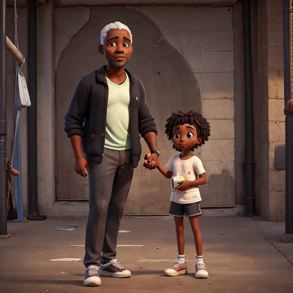 ((3D, best quality: 1.3)), ultra-detailed, SK, ((((solo))), full body, (close-up of a 5-year-old baby ((afro-futuristic)): 1;15), wearing casual, current fashion, black T-shirt short, (((white shoes))), (short kanekalon hair; 1.15), (well-defined symmetrical face, expression of happiness: 1.12), riding in a beetle car, (((detailed and sharp facial expressions)), autumn, floas in the wind, warm and soft dark luminosity, motion blur, magnificent blue sky, redenrization by motorirreal