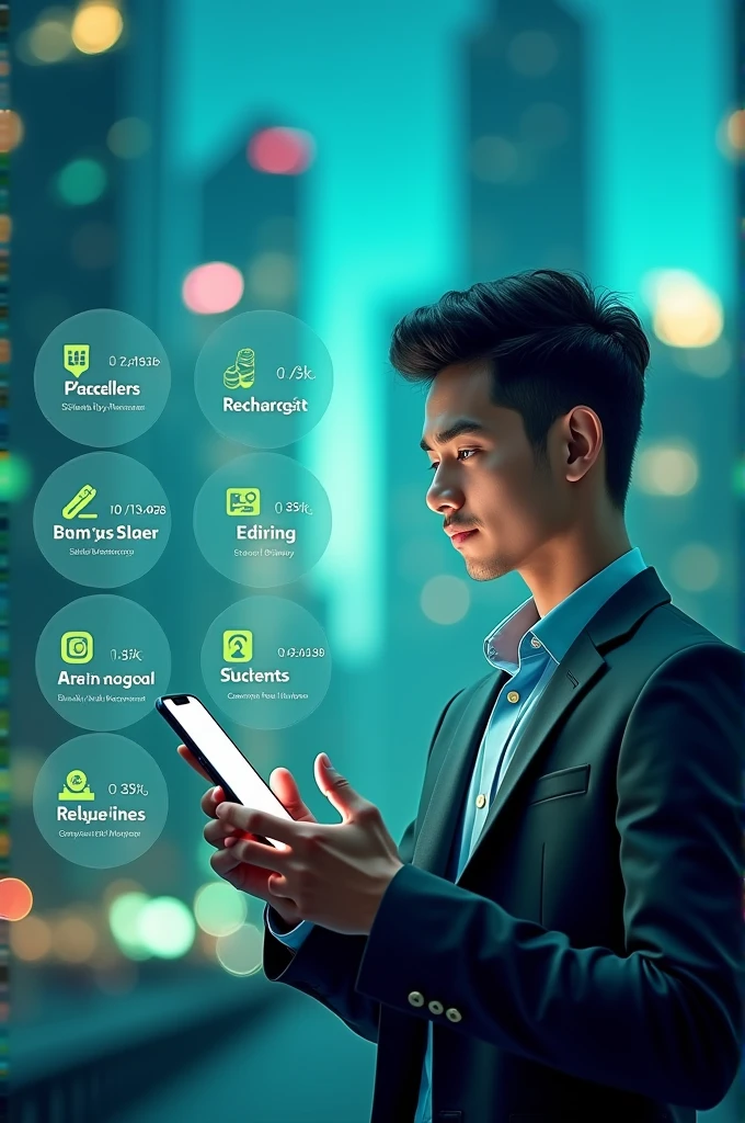 Create a professional fintech banner named RechargiGo who provide money withdrawal money transfer recharge aeps digital services.