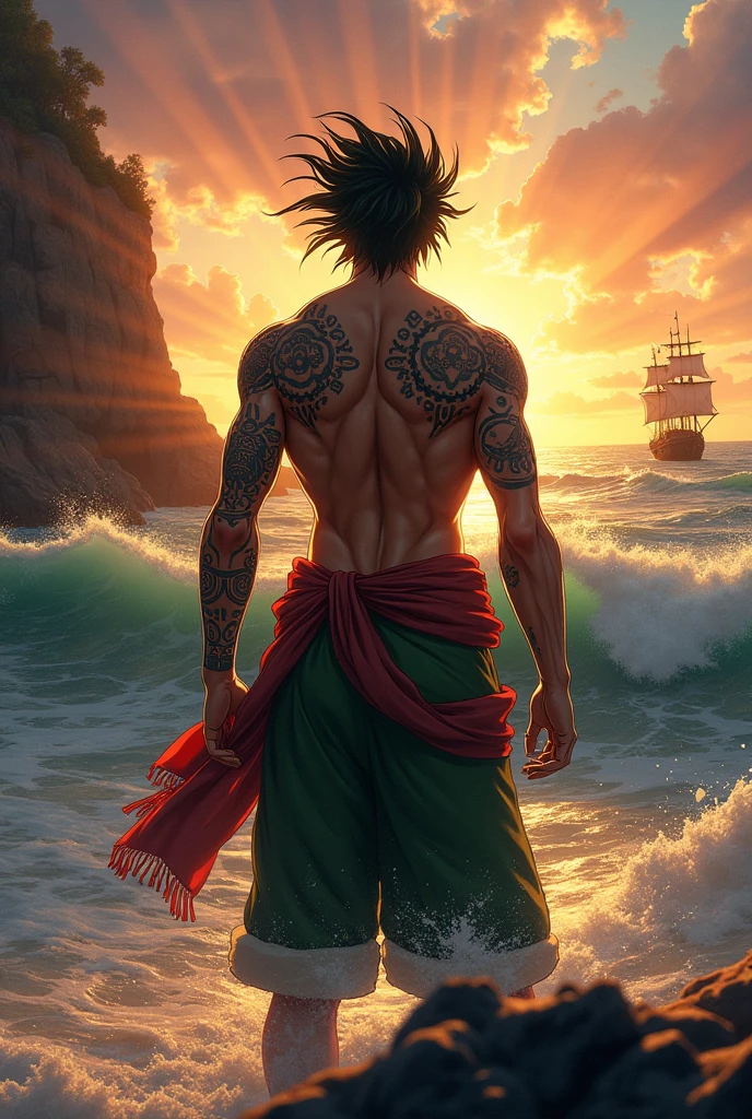 Zoro takes off his shirt