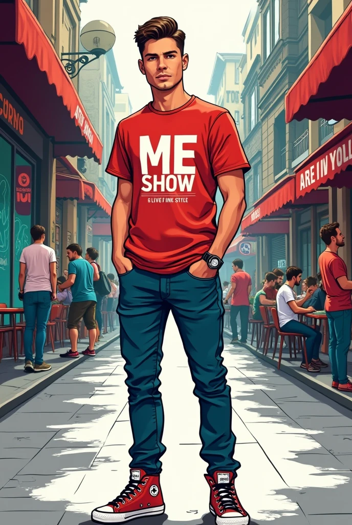 Russian wearing t-shirts brand ME SHOW TAG LINE LIVE IN STYLE