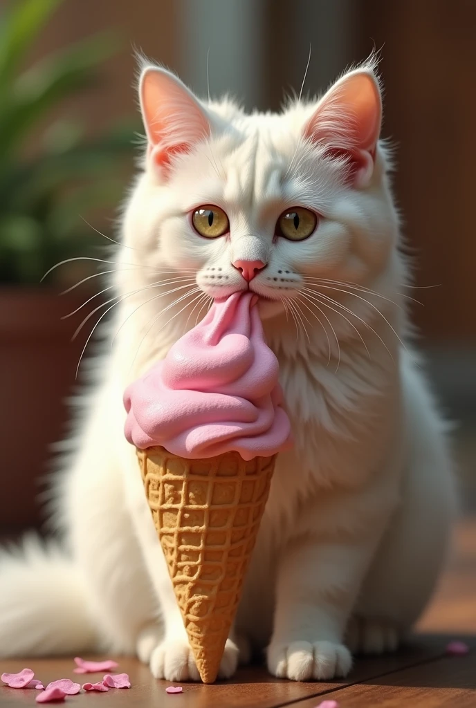 (best quality, masterpiece, ultra detailed, ultra high res, photorealistic, raw photo, absurdres, absolutely resolution), A creature that combines a cat and ice cream