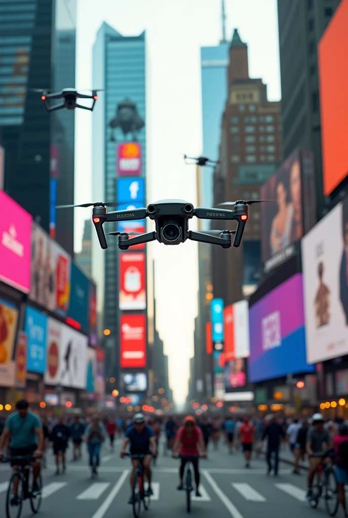 several drones and cameras patrolling current new york