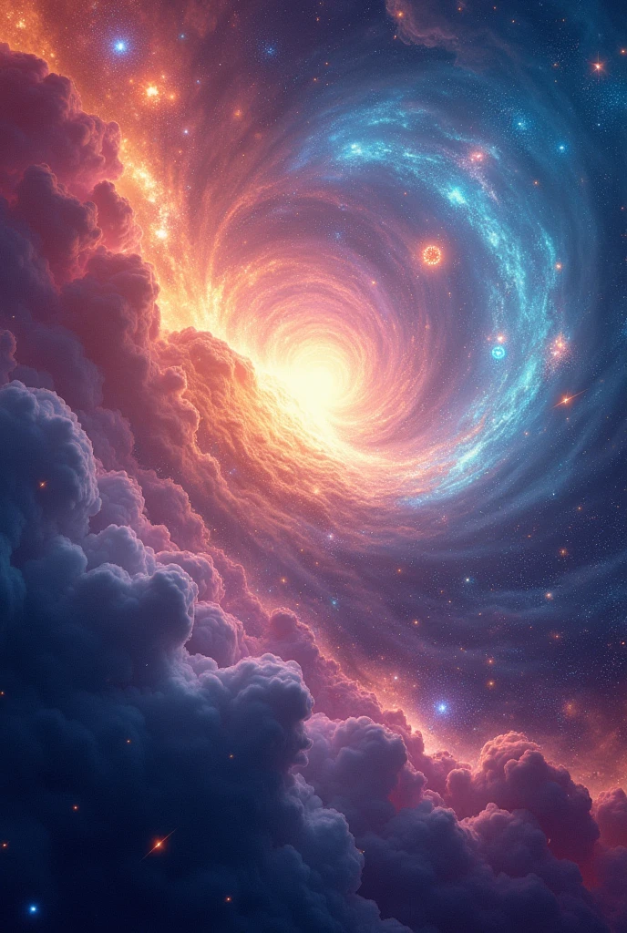 colorful universe, blue orange and pink colors