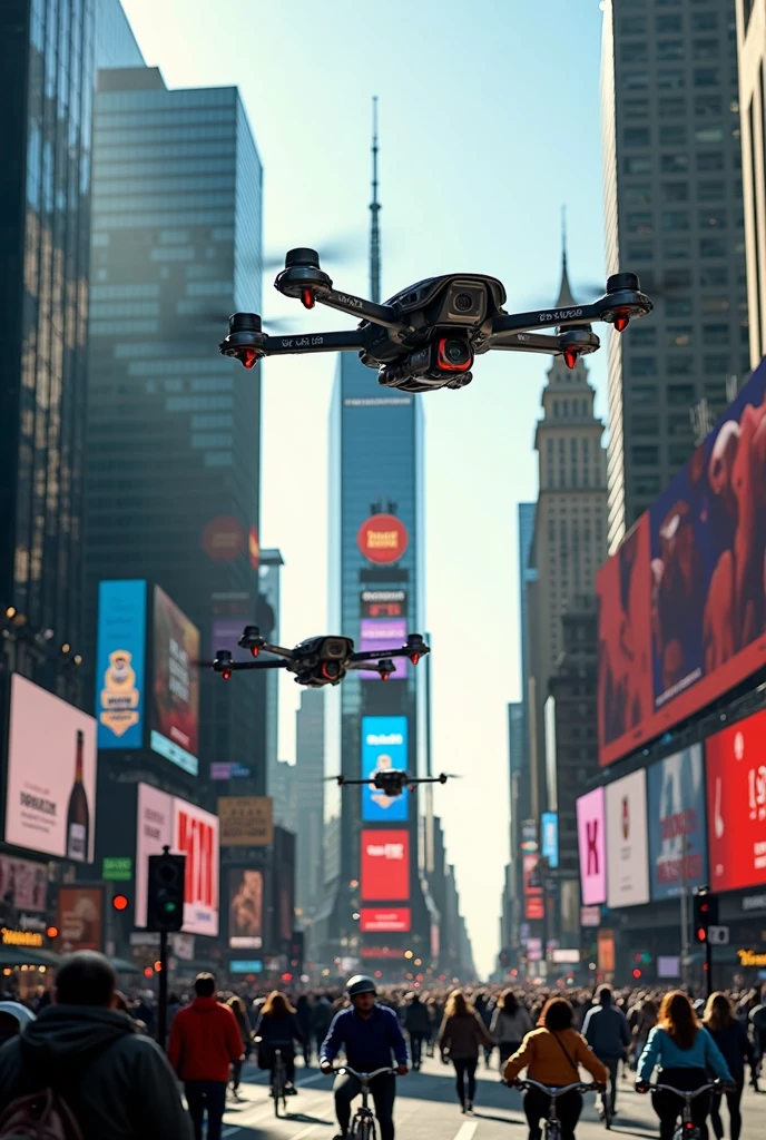 several drones and cameras patrolling current new york