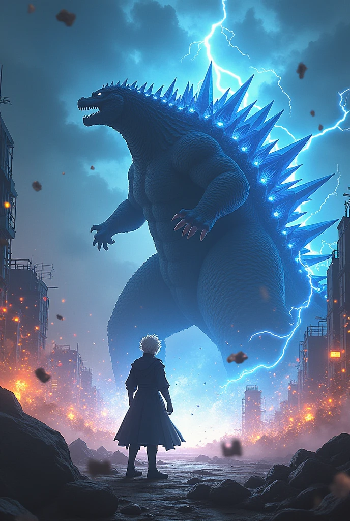 Satoru Gojo(Jujutsu Kaisen) Contra SpaceGodzilla with 2 enormous crystals on his shoulders