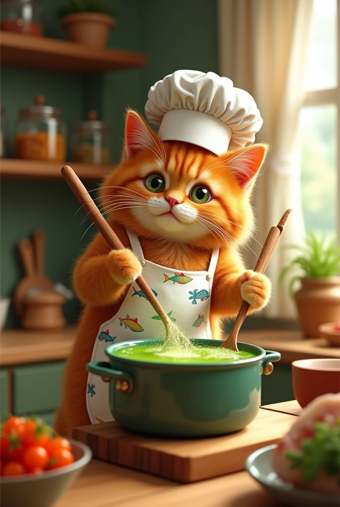 A cat cooking
