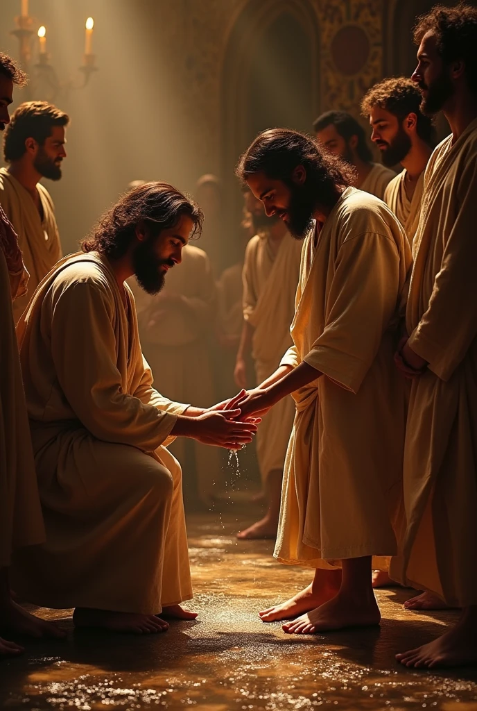 Jesus washes the feet of the apostles