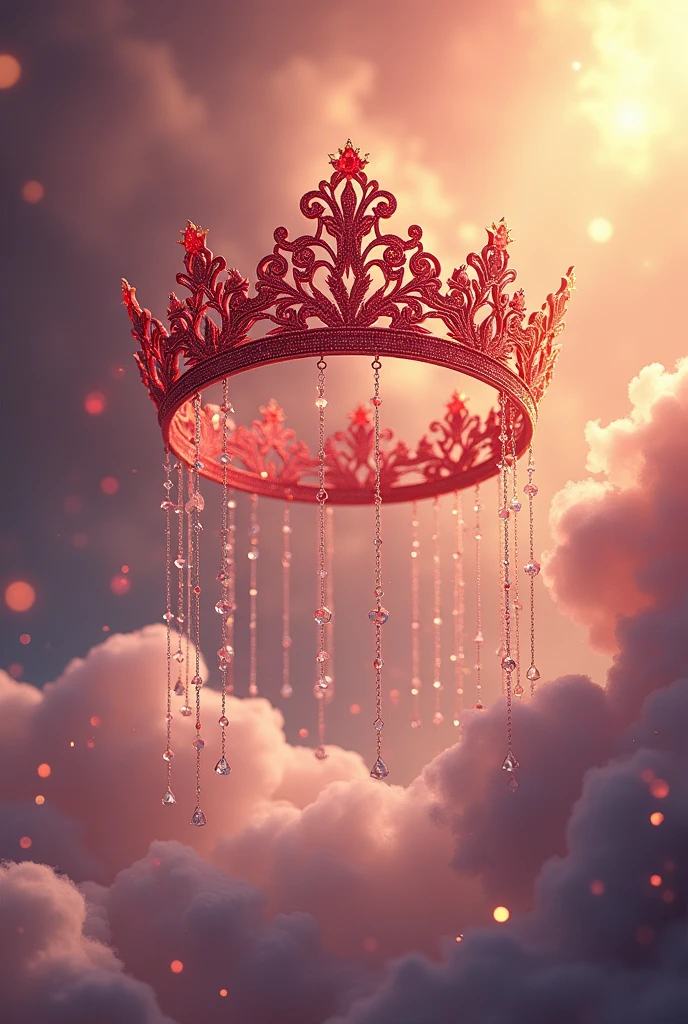 An illustration of a red tiara with dangling chain