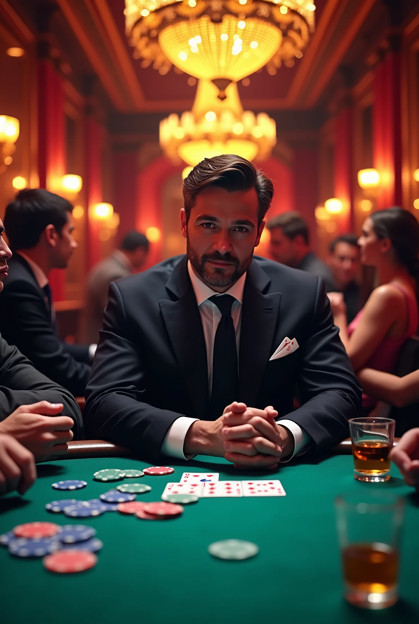 Advertisement showcasing the time and date of a poker game at 8 PM.