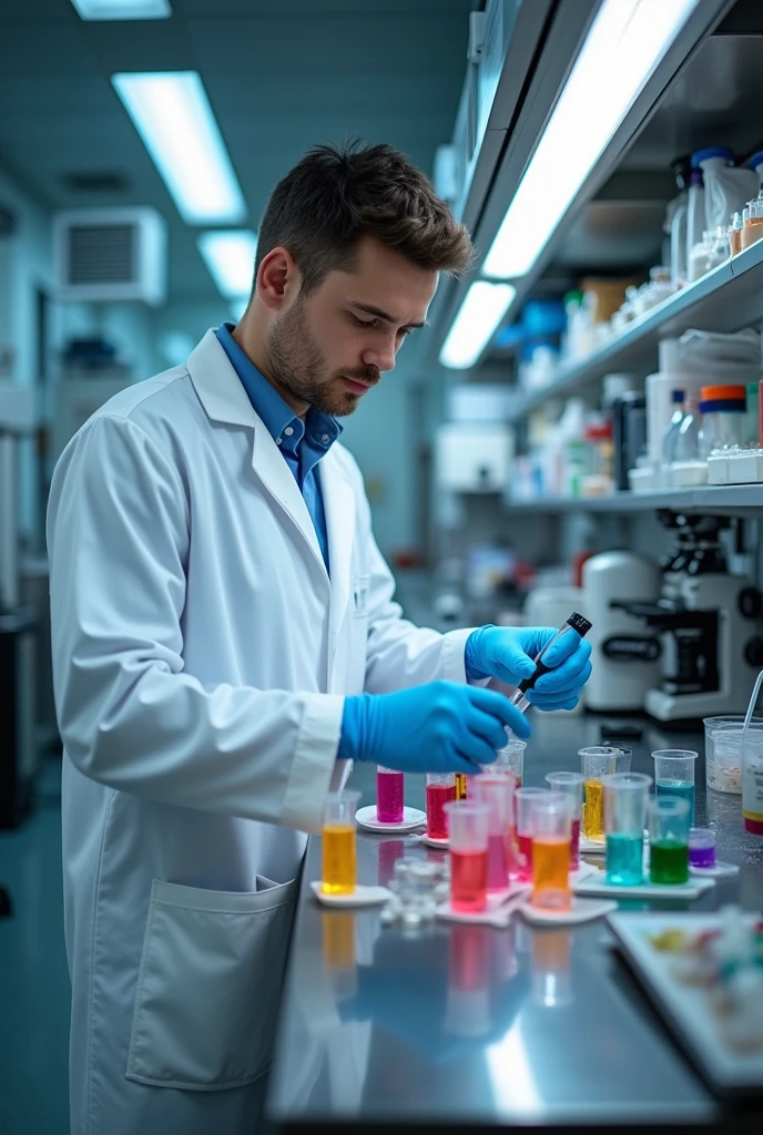 American doctor testing in lab 