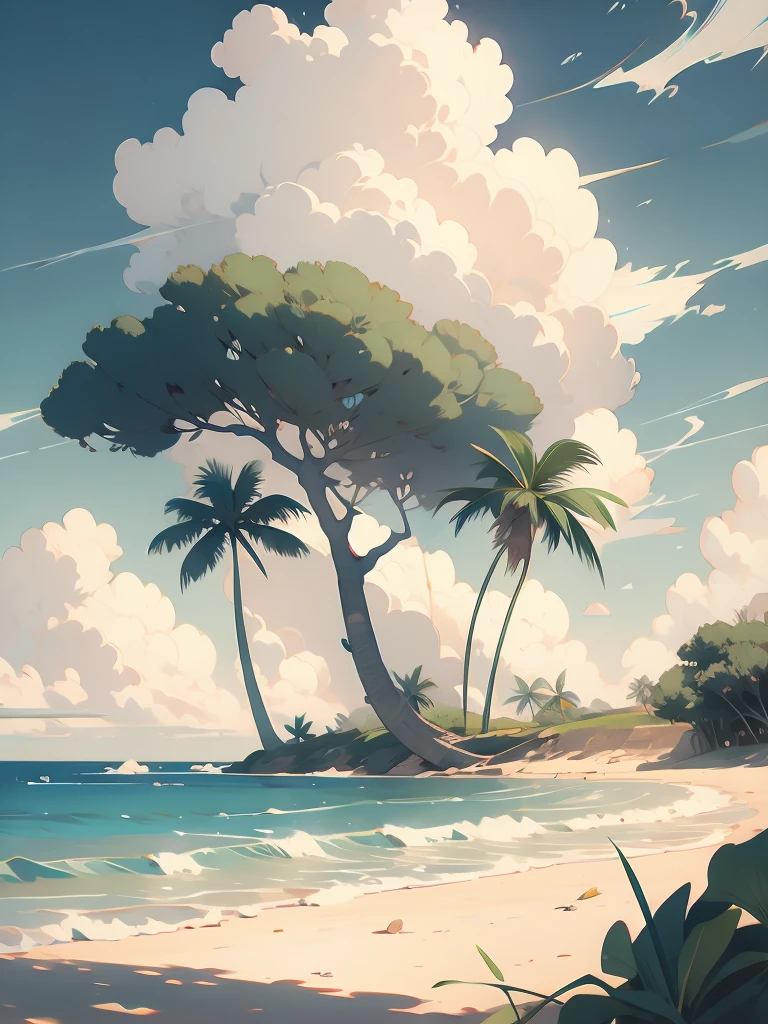 Abandon beach trees white clouds