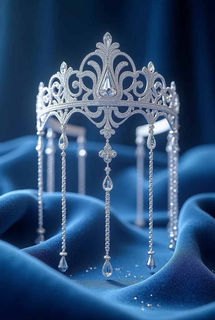 An illustration of a white tiara with dangling chain