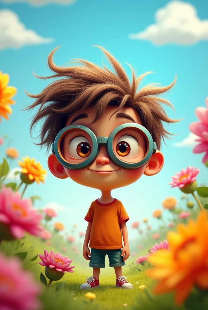 A person Wearing goggles looking like cartoon