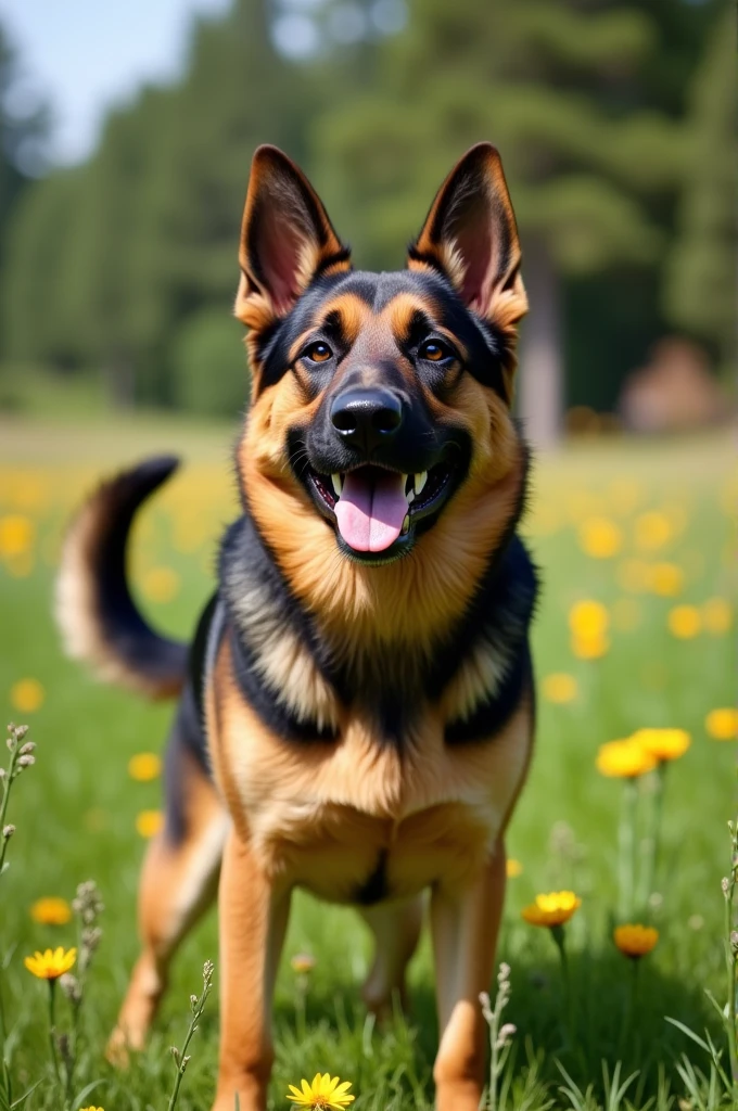 German shepard dog, smiling