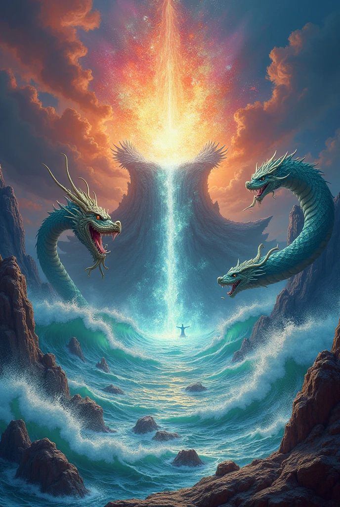 Samudra Manthan, also known as the Churning of the Ocean of Milk, is a legendary event in Hindu mythology. Here's a brief description:
The story begins with the gods (Devas) and demons (Asuras)
The gods and demons work together, using the serpent Vasuki as a rope and the mountain Mandara as a churning rod. As they churn, various divine beings and objects emerge from the ocean, including: