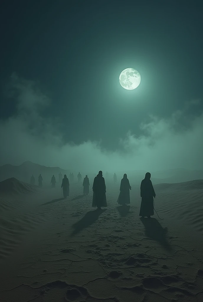 Vast arid and desolate desert, dark at night
With lost souls, a place of eternal suffering