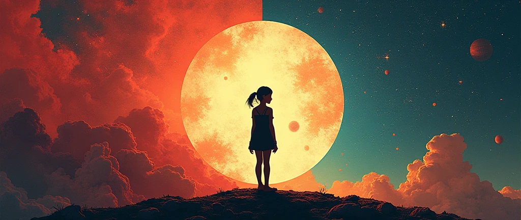 work of art, best qualityer, 1 girl, space thriller movie poster, Bauhaus, shapes, lines, abstrato