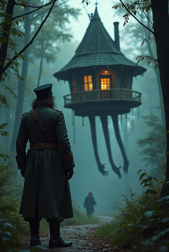 novel: "The Shadow of Fairy Tales: Call of the Artifact" Ivan the man in a military uniform from 1916. stands in front of the hut on chicken legs. an attractive Baba Yaga came out to him. What is easier to call a girl