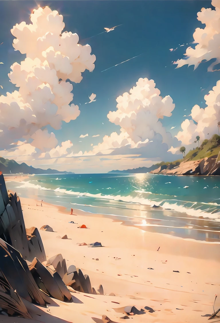 Abandon beach, white clouds