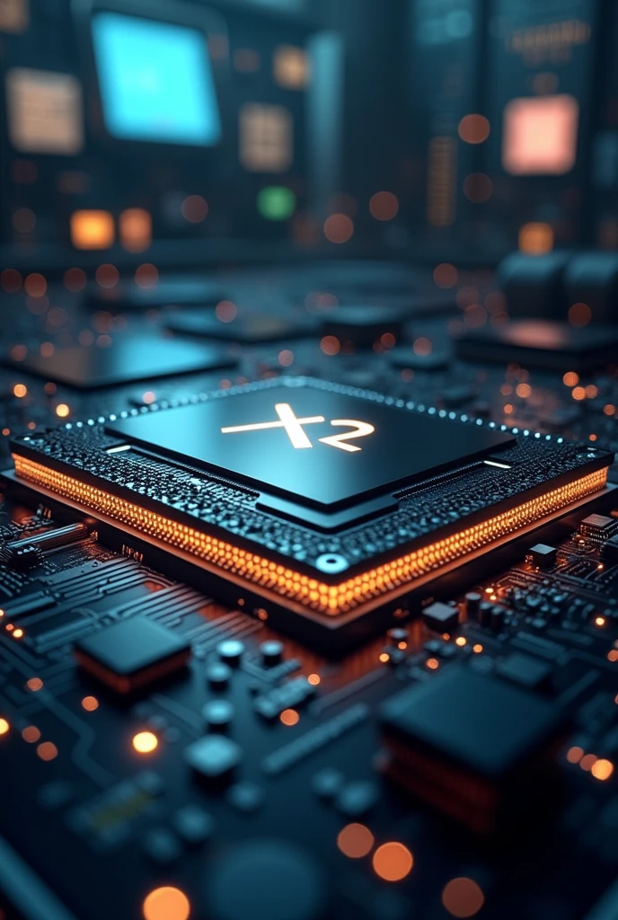Create a CPU in 1nm process with the name X2 on it in black