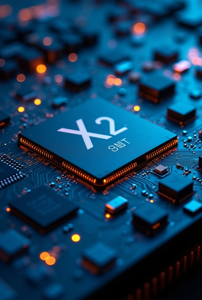 Create a CPU in 1nm process with the name X2 on it in black