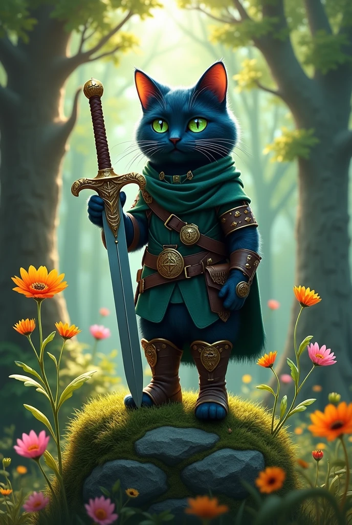 Create a cat with boots and put a sword on it.