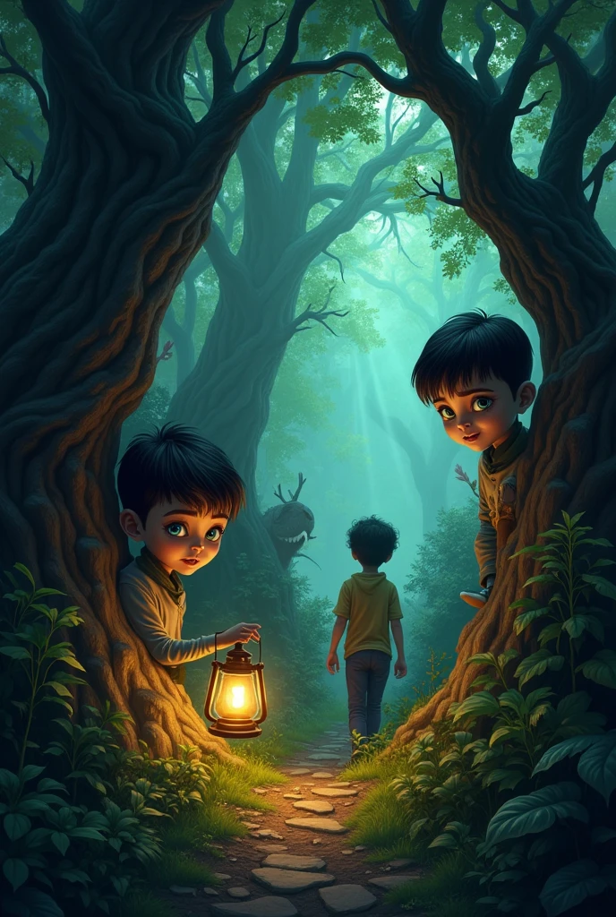 Parallel of “magic”
With a title in the middle “The lost brothers”
( In Portuguese )
The setting is an enchanted forest in the shadow of the With 2 scary children and 1 teenager exploring 