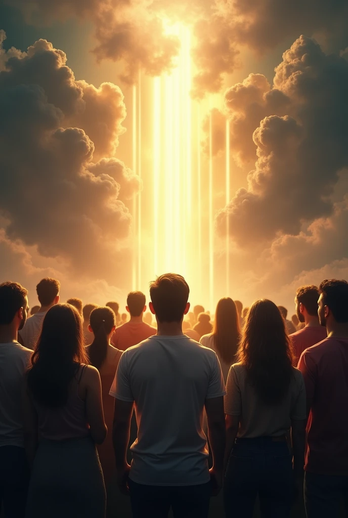A final image of people turning away from deception and seeking truth, with light shining from the heavens, symbolizing divine guidance and protection against the Antichrist. The image should evoke hope and spiritual awakening.