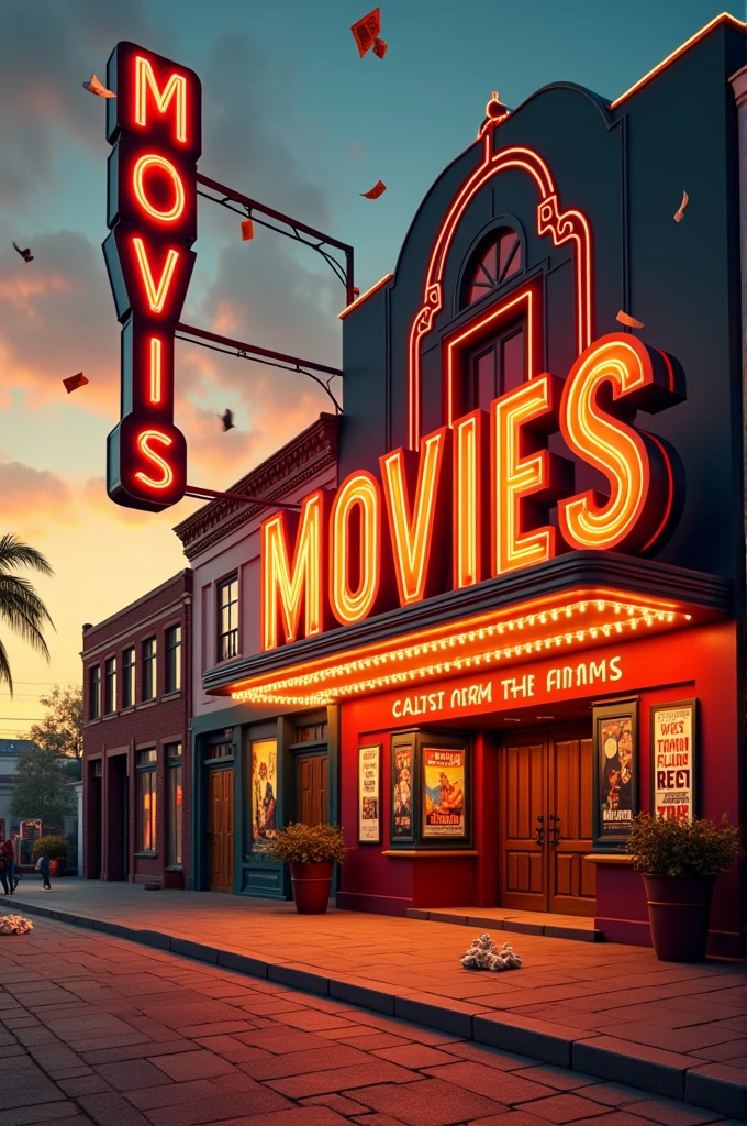 Image with the words movies and behind a cinema